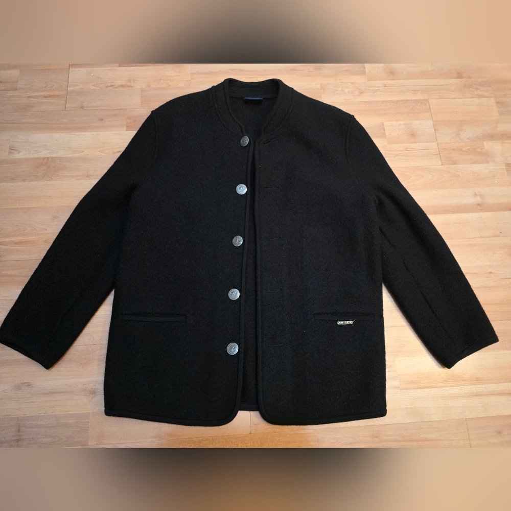 Geiger Black Wool Cardigan Sweater Made in Austria